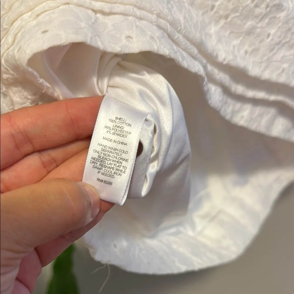 Express Rouched Eyelet White Mini Dress - Picture 16 of 16